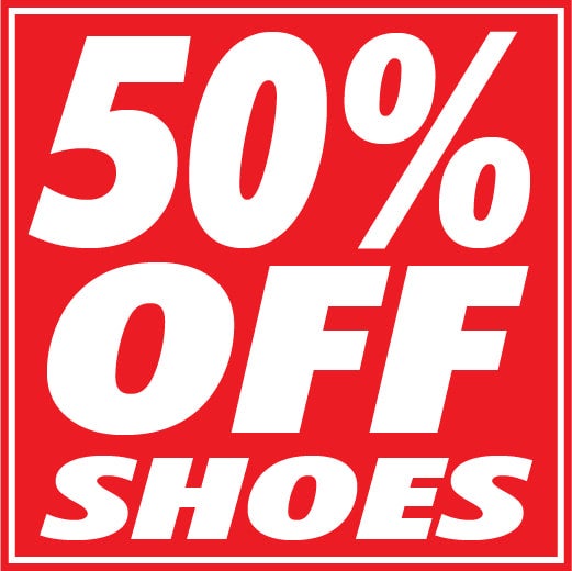 Shoes on discount sale 50 off